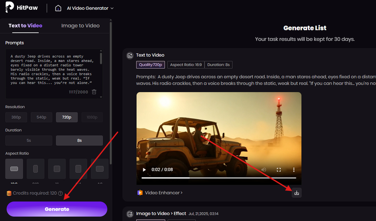 Generating a movie from the script