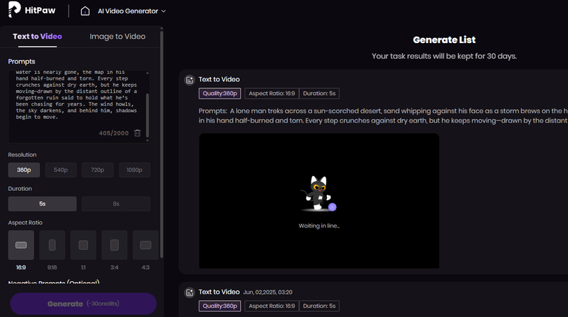 Generating a movie-like video with text prompts