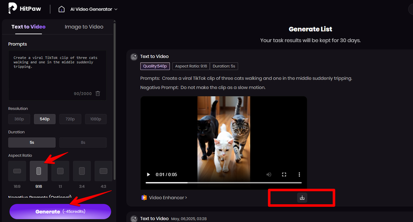 Generating a TikTok clip with AI