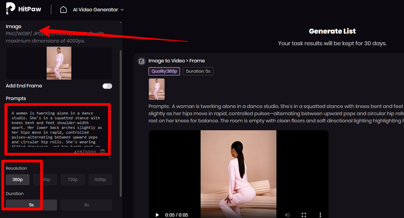 Generating a twerk video from an image and a text prompt