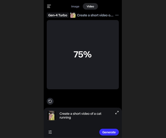 Generating a video in Runway AI Video app