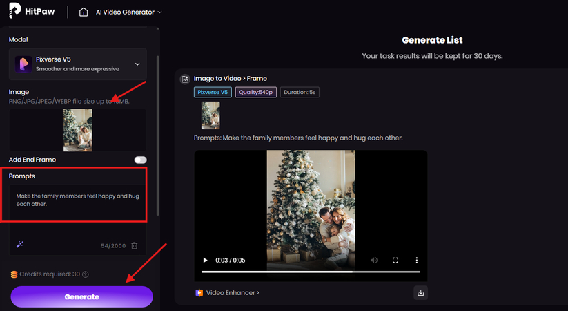 Generating a video of the Christmas memory using HitPaw AI Video Generator