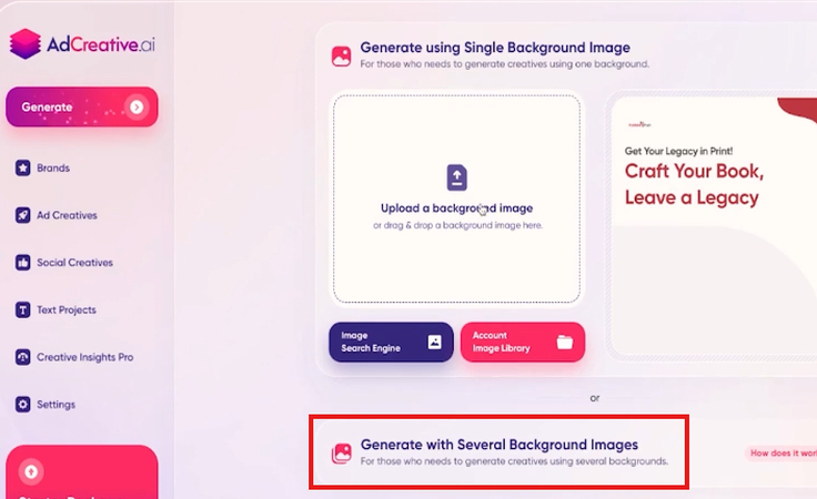 Generating an ad with several background images using Ad Creative AI