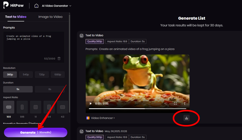 Generating an animation video with AI