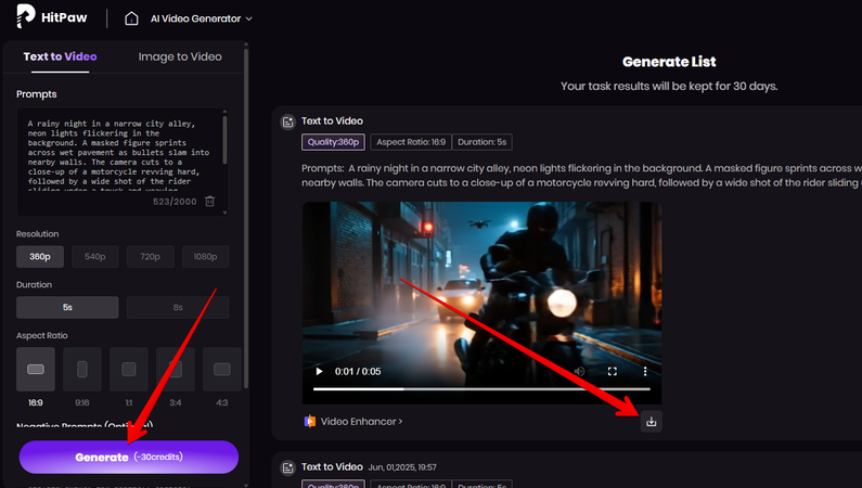 Generating and downloading a movie