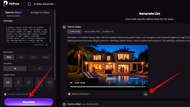 Generating and downloading a video like Love Island