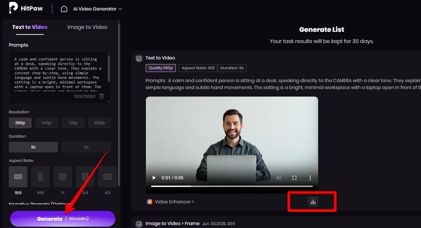 Generating and downloading a video without showing yourself on camera