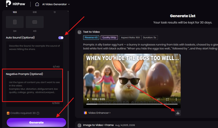 Generating and downloading the funny AI Easter meme AI video