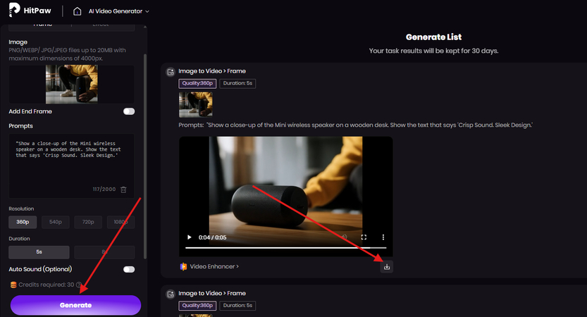 Generating and downloading video