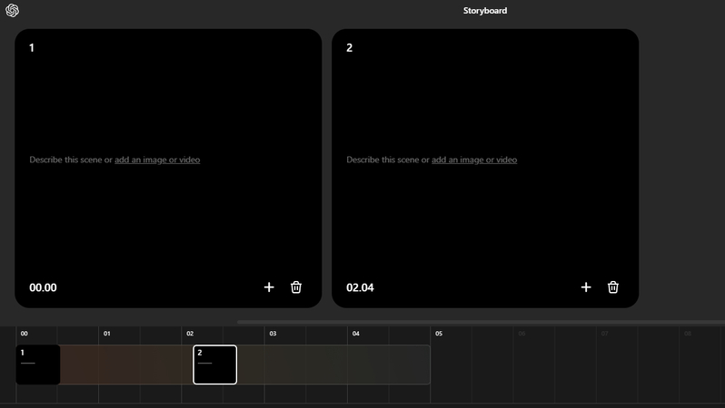 Generating multiple clips in the Sora AI video generator Storyboard