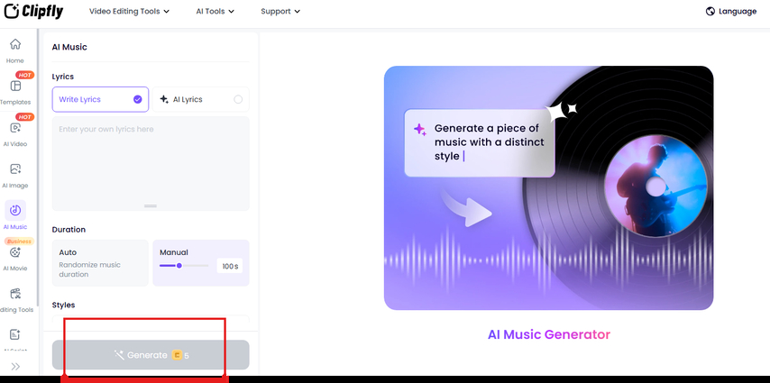 Generating phonk music in Clipfly