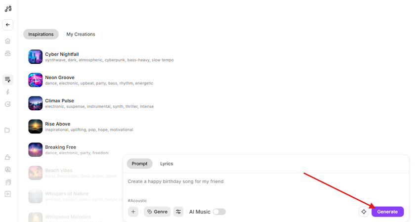 Generating phonk music in Imagine Art