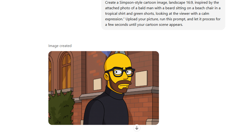 Generating the first Simpsons character in ChatGPT