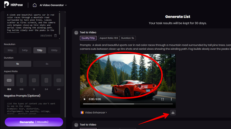 Generating video from AI video prompts