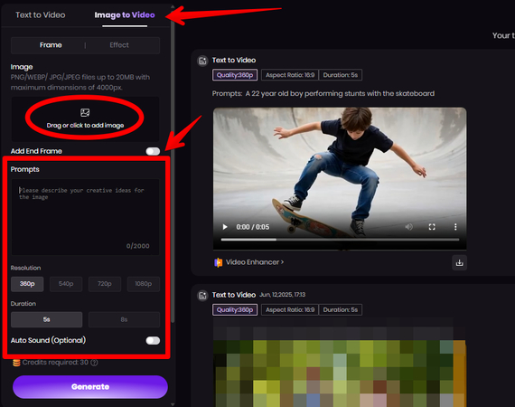 Generating video from an image using HitPaw AI Video Generator