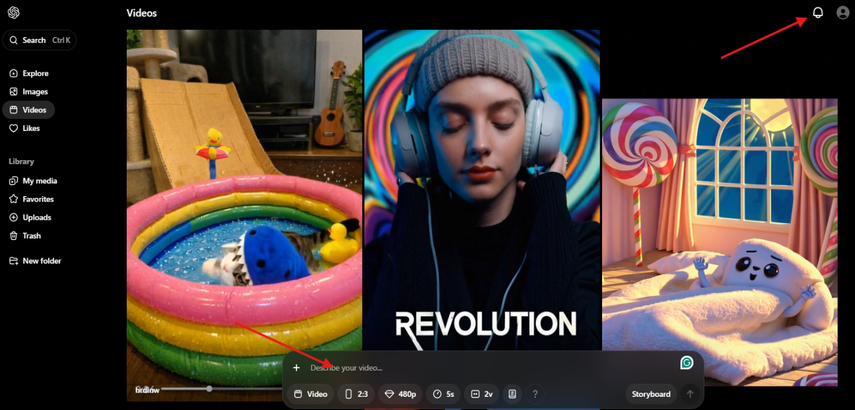 Generating videos from text in the Sora AI video generator