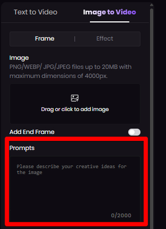Giving pompt instructions to HitPaw Online Video Generator