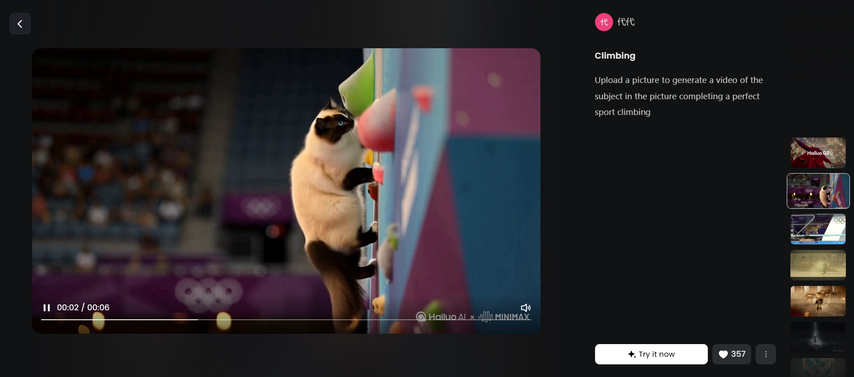 hailuo 02 cat Olympic diving ai video