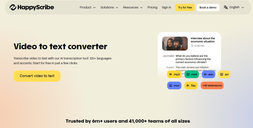 HappyScribe video to text converter