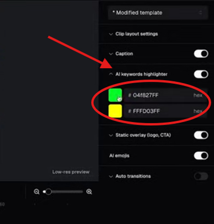 Highlighting keywords in OpusClip