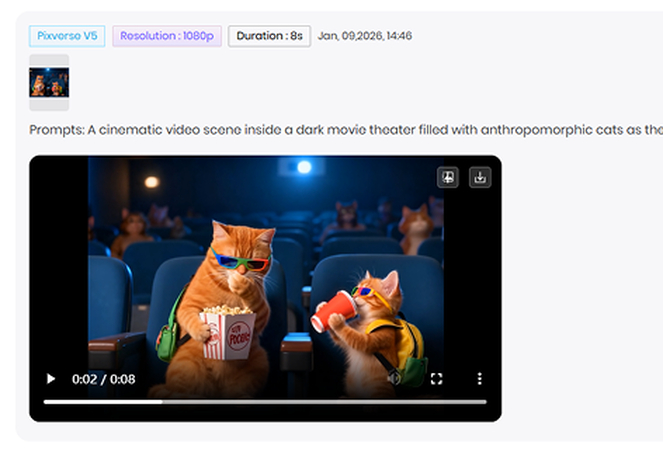 Generate preview and download AI cat video