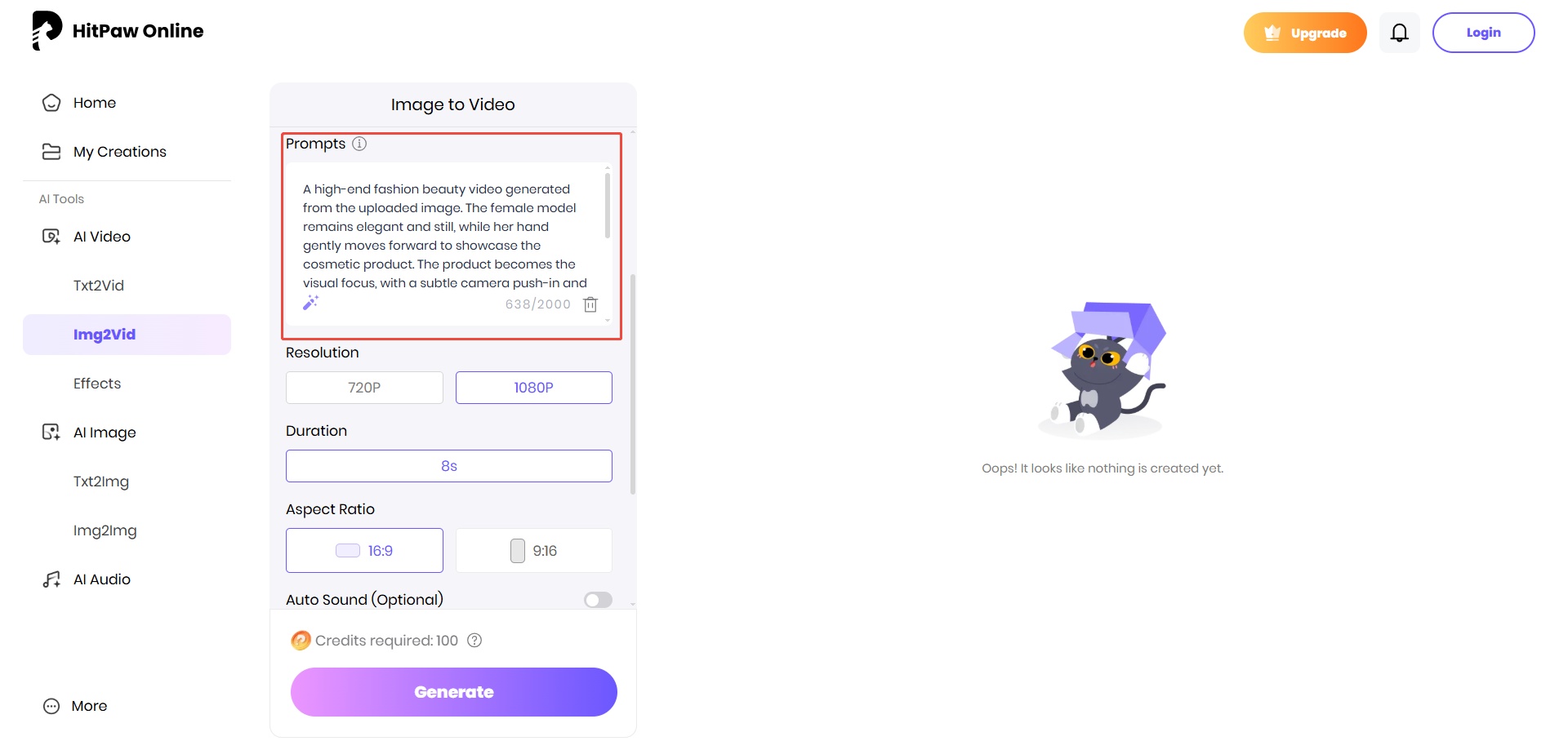 generating and hitpaw ai image to video enter prompt