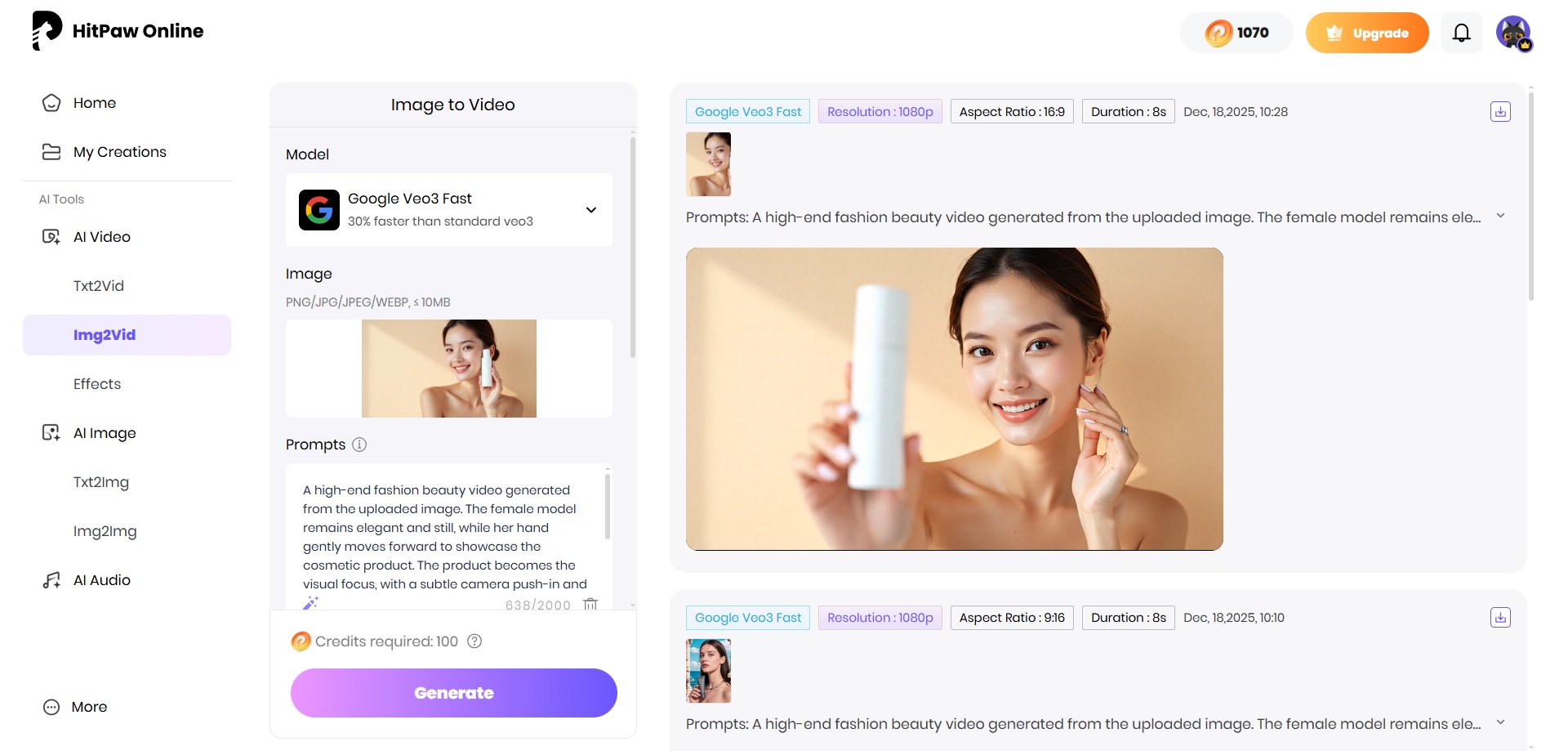 generating and downloading video in hitpaw ai video generator