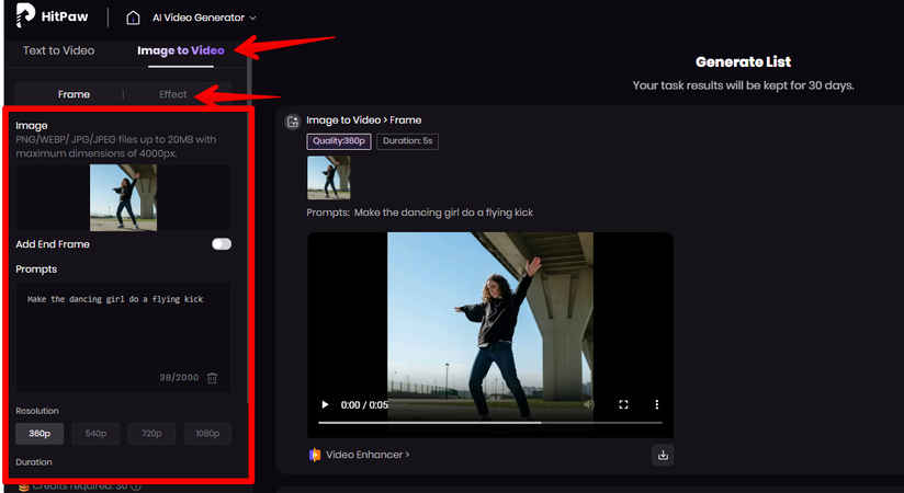 HitPaw AI Image to Video generation
