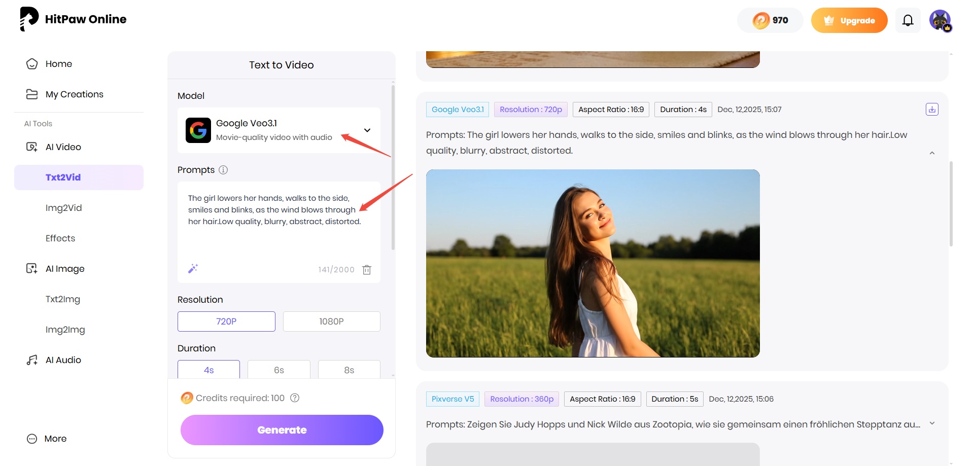 hitpaw ai text to video generator
