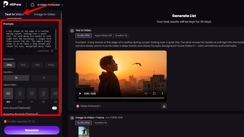 HitPaw AI Text to Video generation