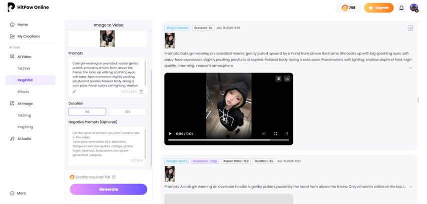 Generate and preview AI-generated TikTok video from images