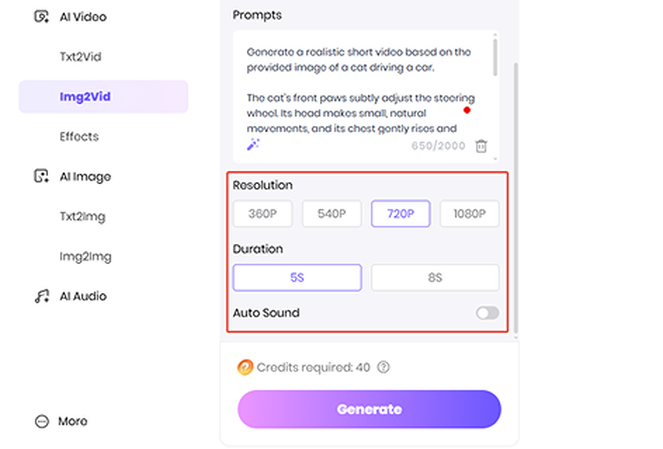 Adjust video length, aspect ratio, and resolution