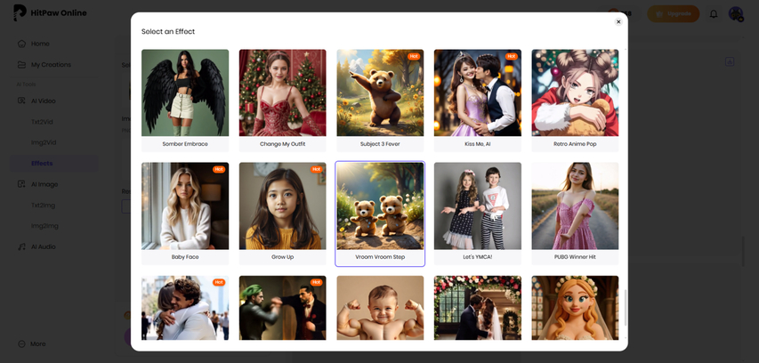 Select a TikTok-style template for AI-generated video