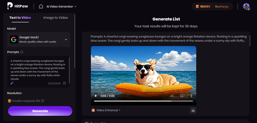 generate the ai video