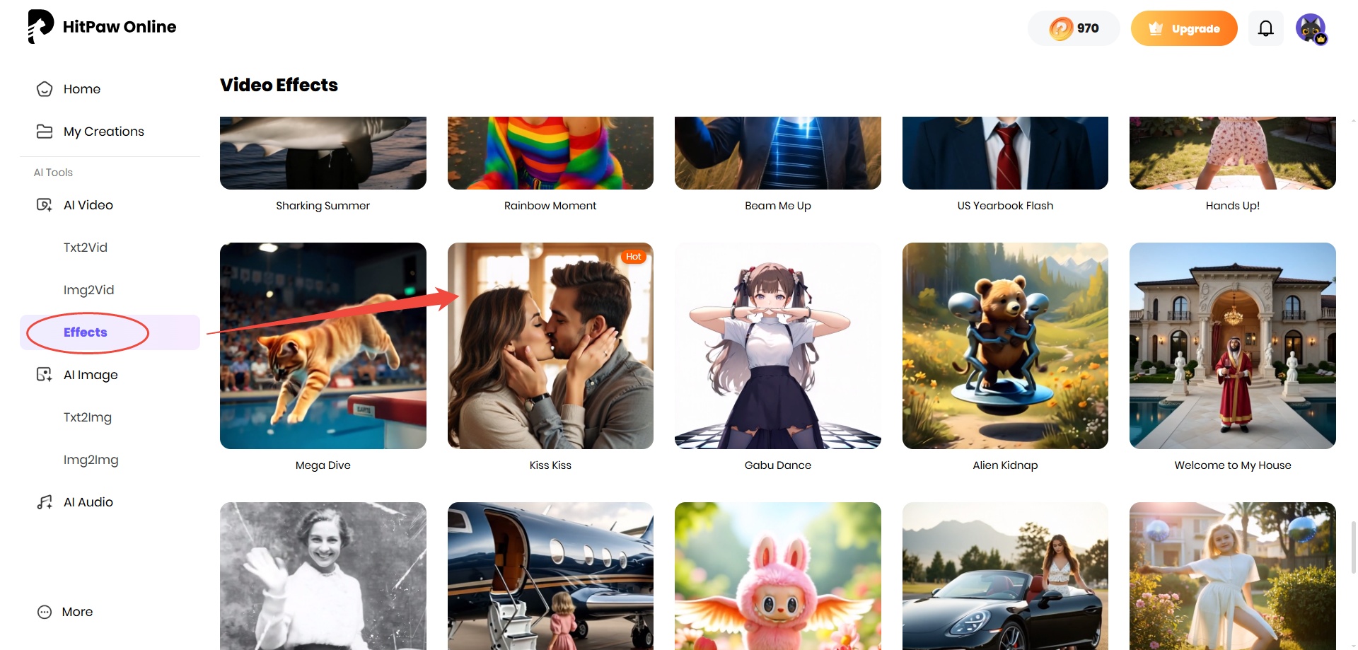 HitPaw AI Video Generator Kiss Effect