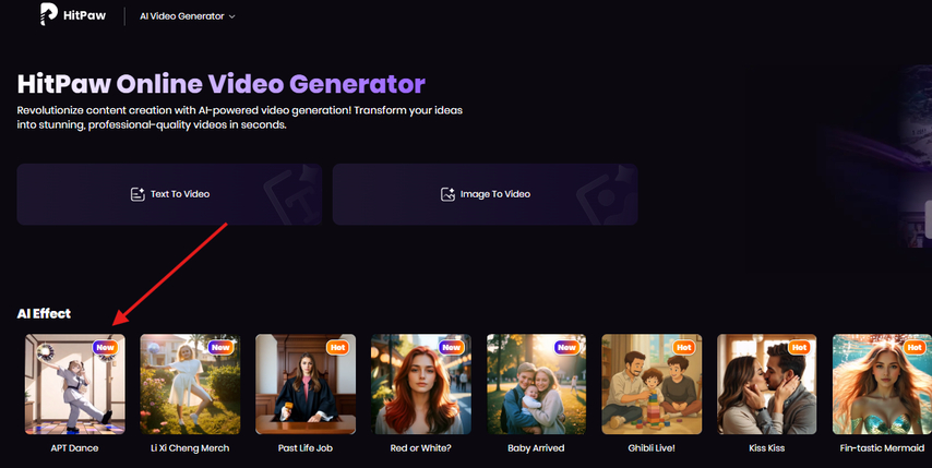 HitPaw AI Video Generator AI Dance effect