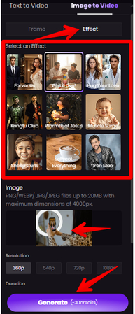 HitPaw AI Video Generator Effects