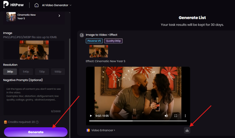 HitPaw Online generate and download