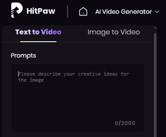HitPaw AI Video Generator prompt box
