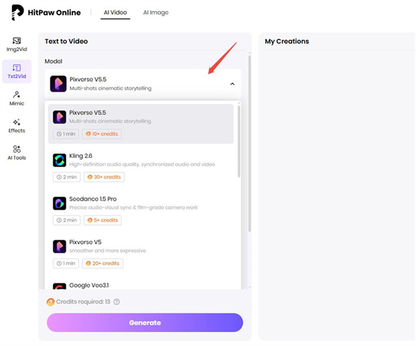 Open HitPaw Online AI Girlfriend Video Generator