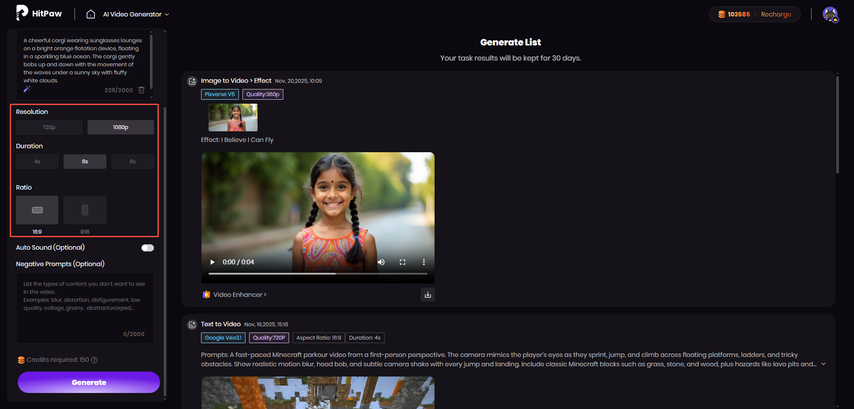 hitpaw ai video set resolution and ratio
