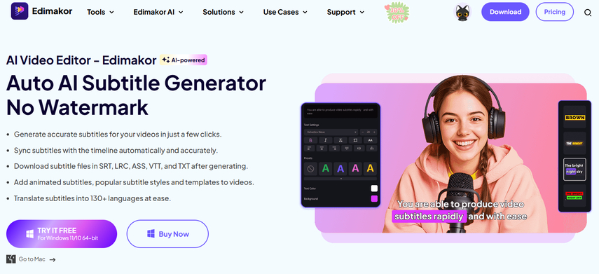 HitPaw Edimaker Auto AI Subtitle Generator