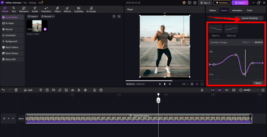 HitPaw Edimkor Speed Ramping feature
