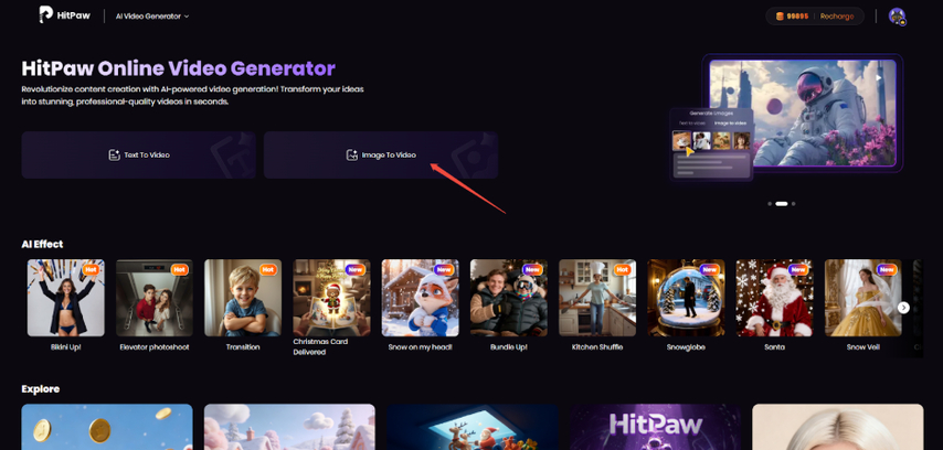 select image to video option in hitpaw