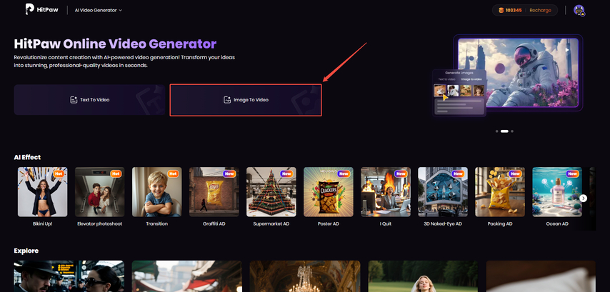 hitpaw online ai image to video