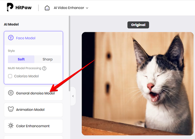 HitPaw Online AI Video Enhancer General Denoise Model