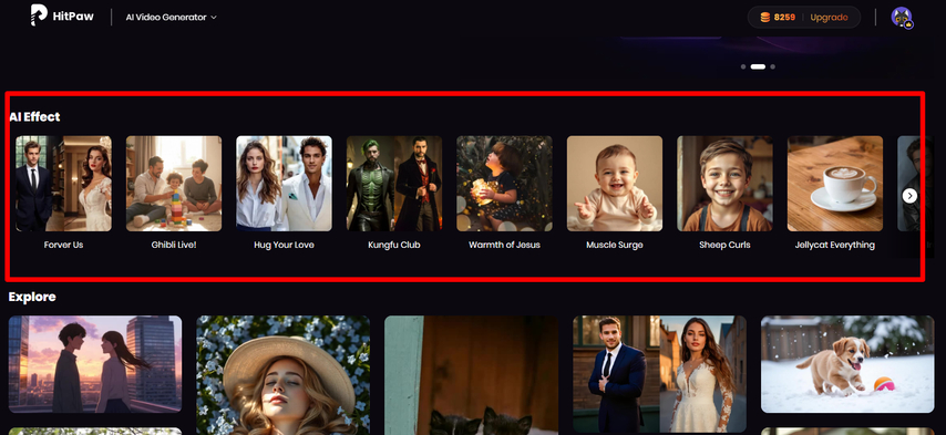 HitPaw Online Video Generator AI effects