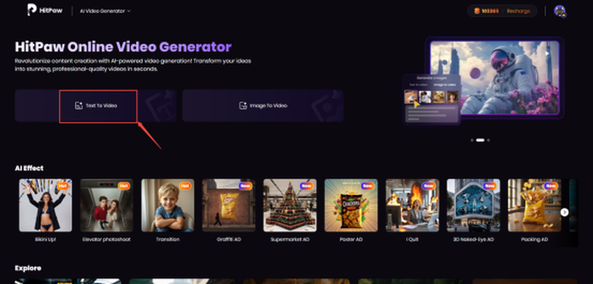 hitpaw online text to video