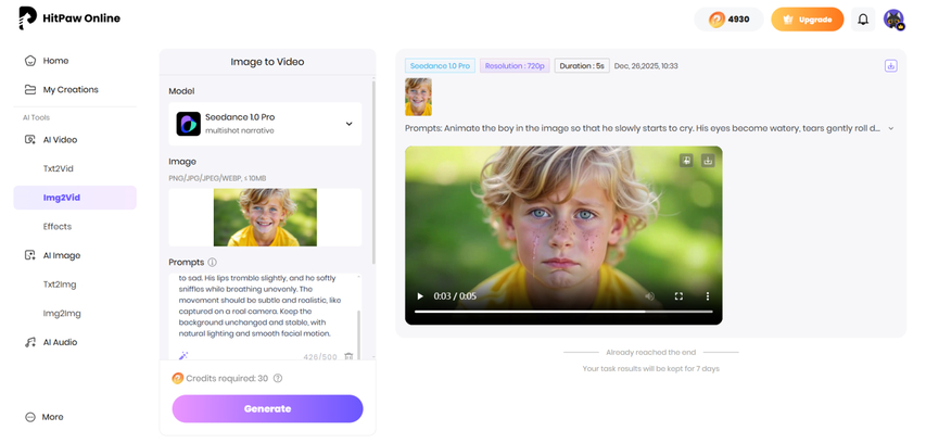 click generate to start