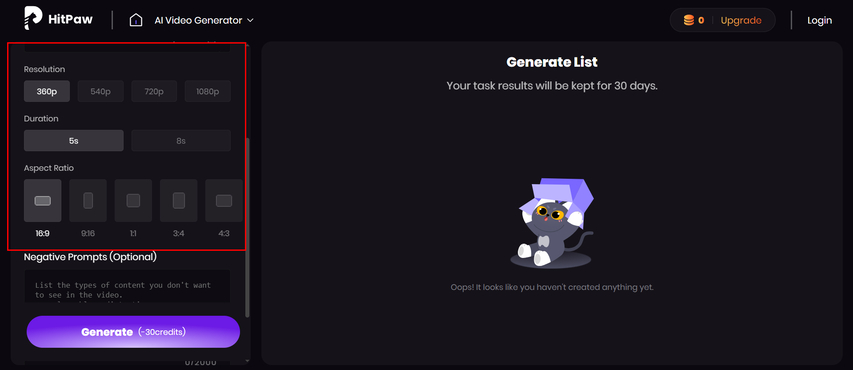 click generate to start